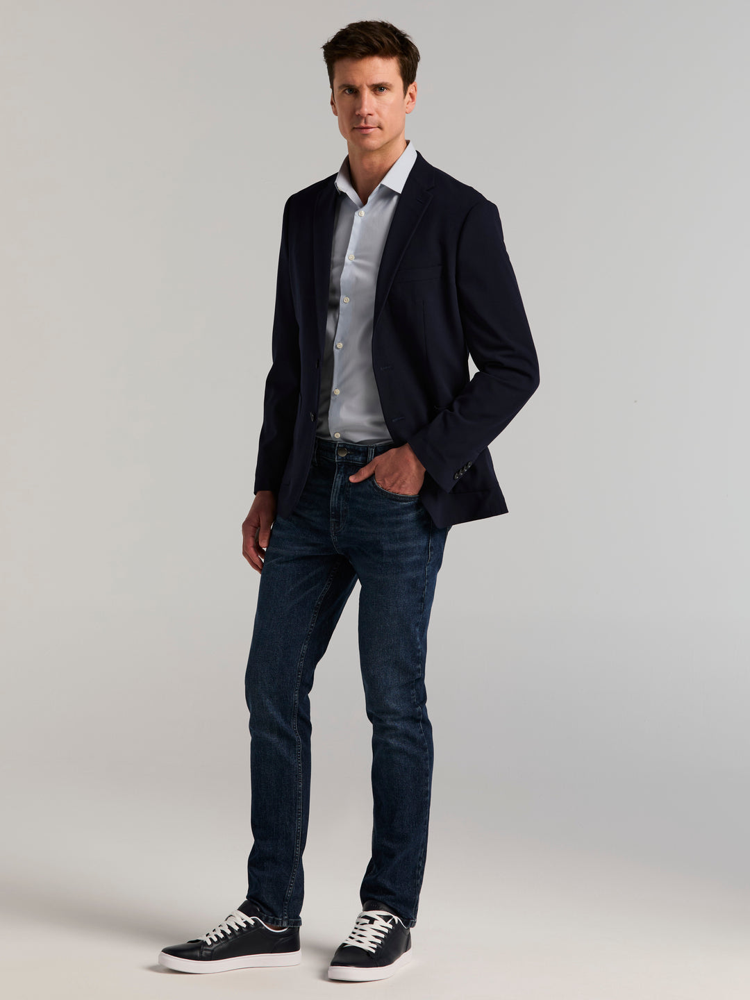 Slim Fit Seersucker Suit Jacket (Navy) 
