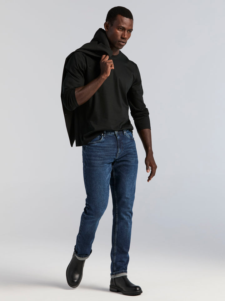Interlock Crew Neck Long Sleeve Tee (Black) 