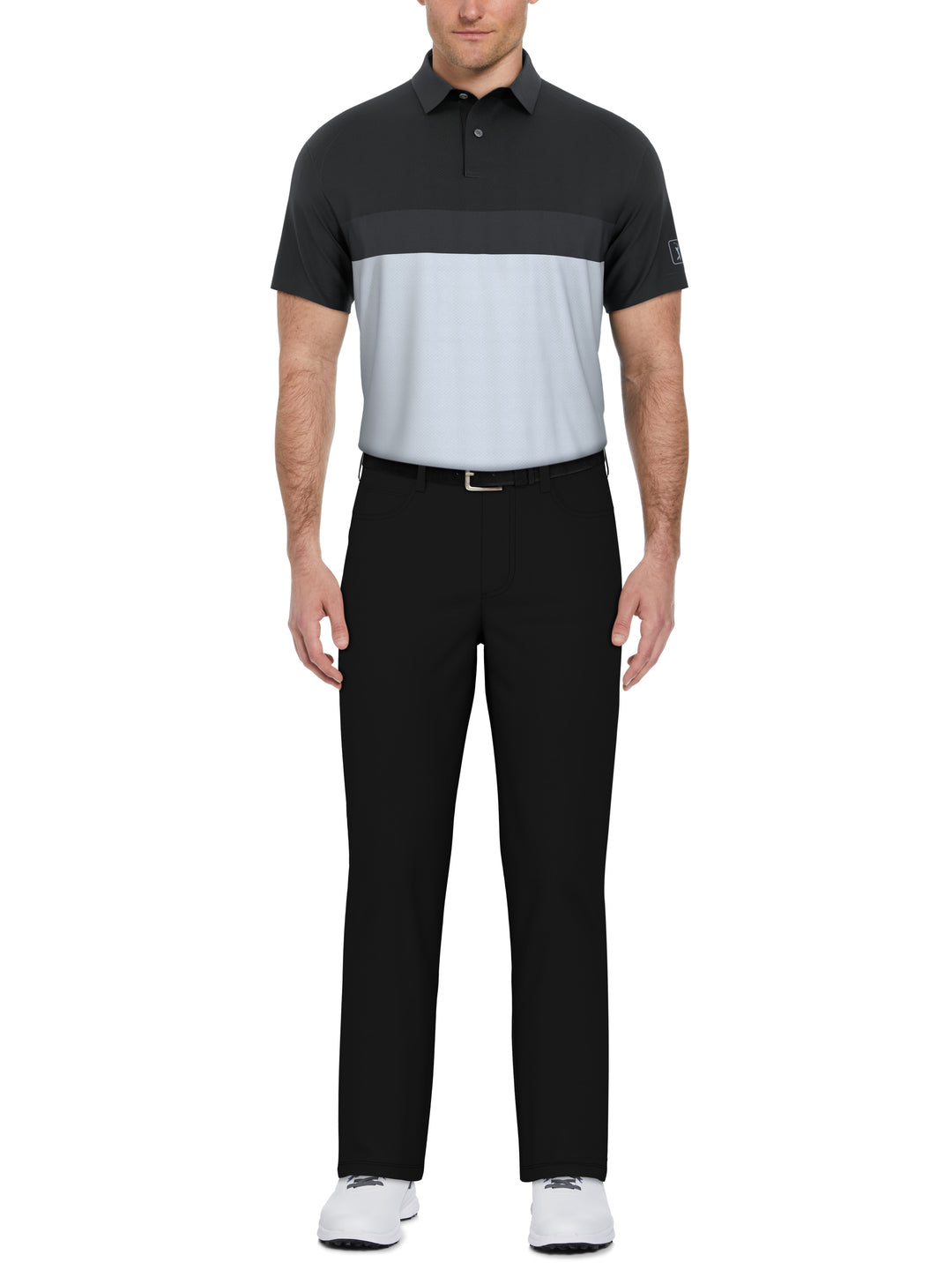 Textured Color Block Golf Polo (Caviar) 