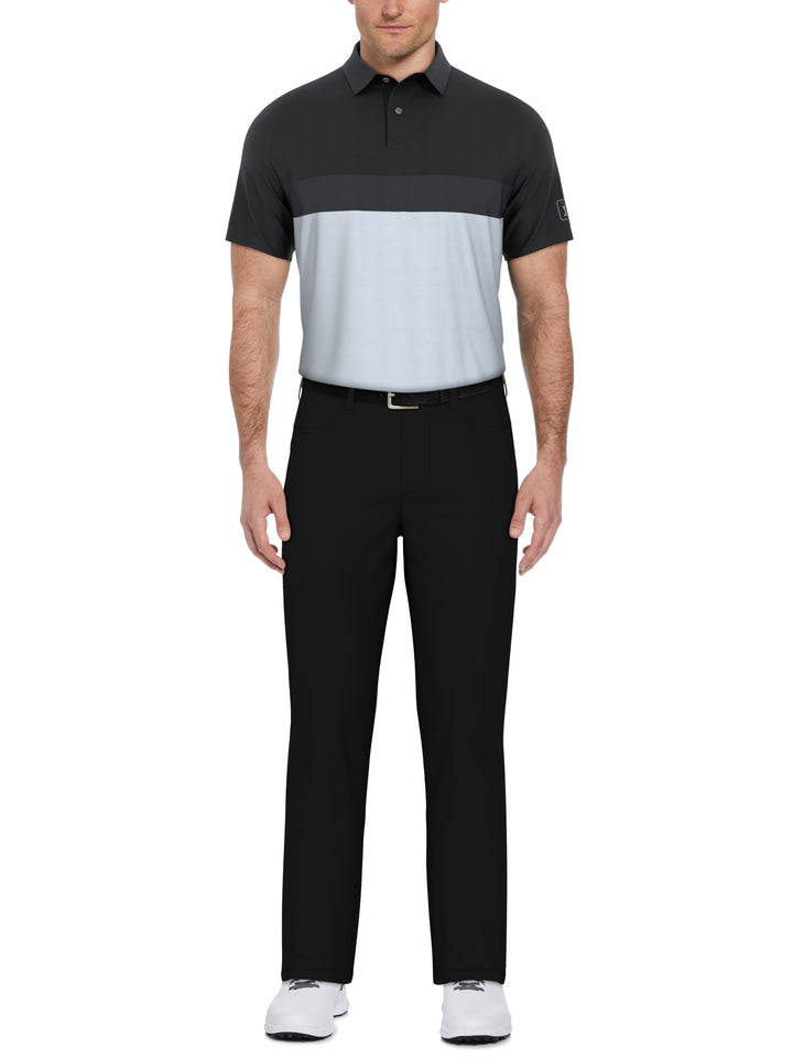 Textured Color Block Golf Polo (Caviar) 