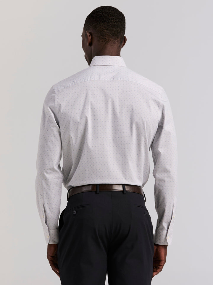 Dot Stripe Slim Fit Long Sleeve Dress Shirt (Bright White) 