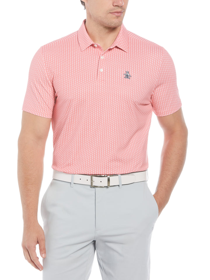 Allover Pete Print Short Sleeve Golf Polo Shirt (Strawberry Pink) 