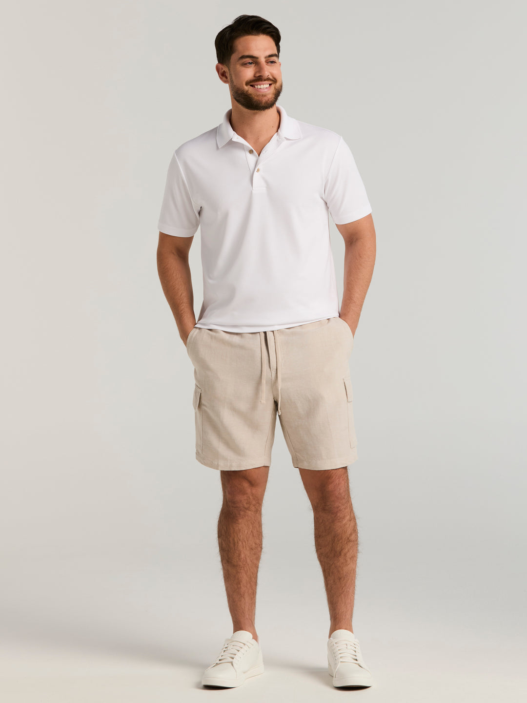 Linen Blend 8" Cargo Short (Island Fossil) 