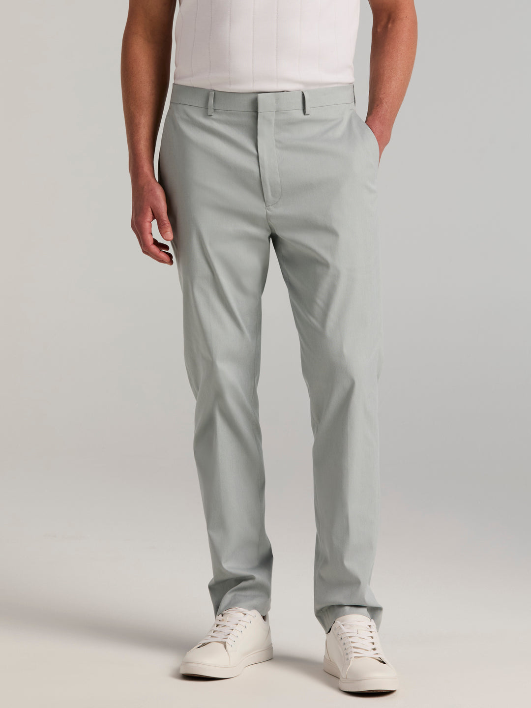 Slim Fit Stretch Flat Front Dress Pant (Light Green) 