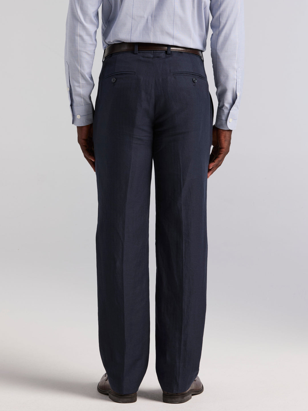 Linen Blend Herringbone Pant (Dark Sapphire) 