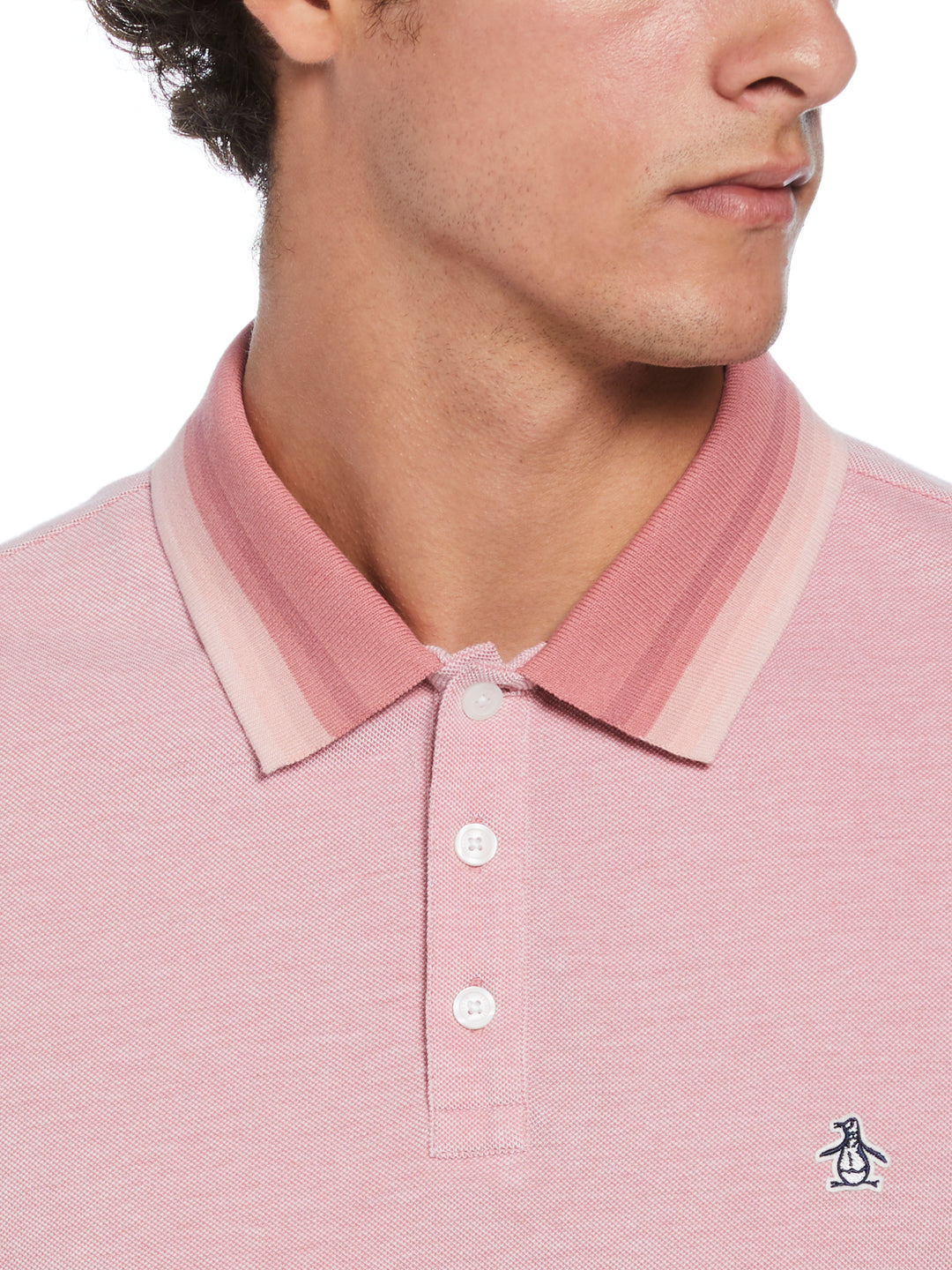 Pique Polo with Tipping (Dusty Rose) 