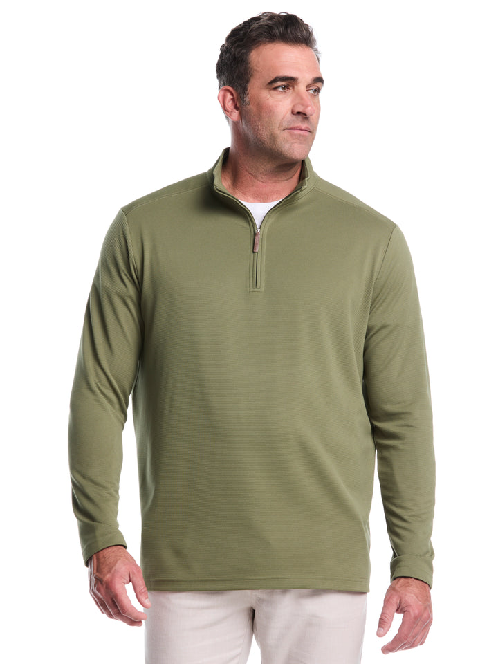 Big & Tall 1/4 Zip Long Sleeve Sweater (Olivine) 