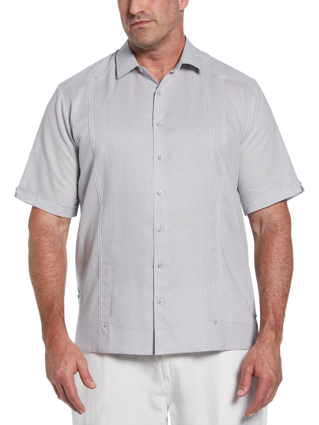 Big & Tall Linen Blend Guayabera Shirt (Micro Chip) 