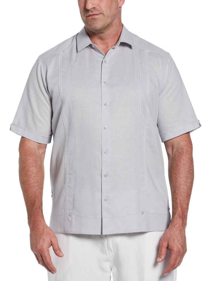 Big & Tall Linen Blend Guayabera Shirt (Micro Chip) 
