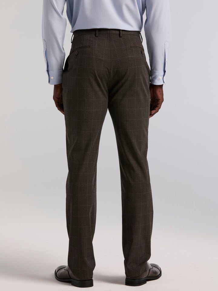 Slim Brown Windowpane Suit Pant (Brown) 