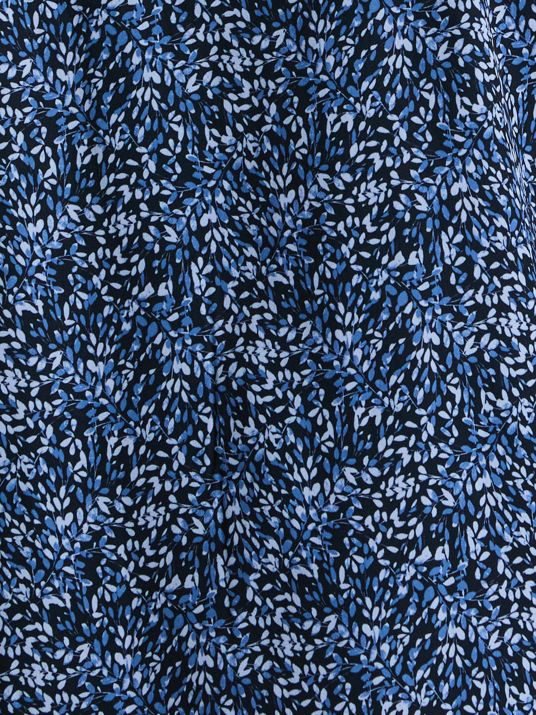 Short Sleeve Botanical Spray Print Button-Down Shirt (Dark Sapphire) 