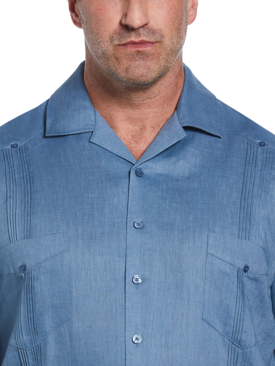 Linen Guayabera Shirt (Captains Blue) 