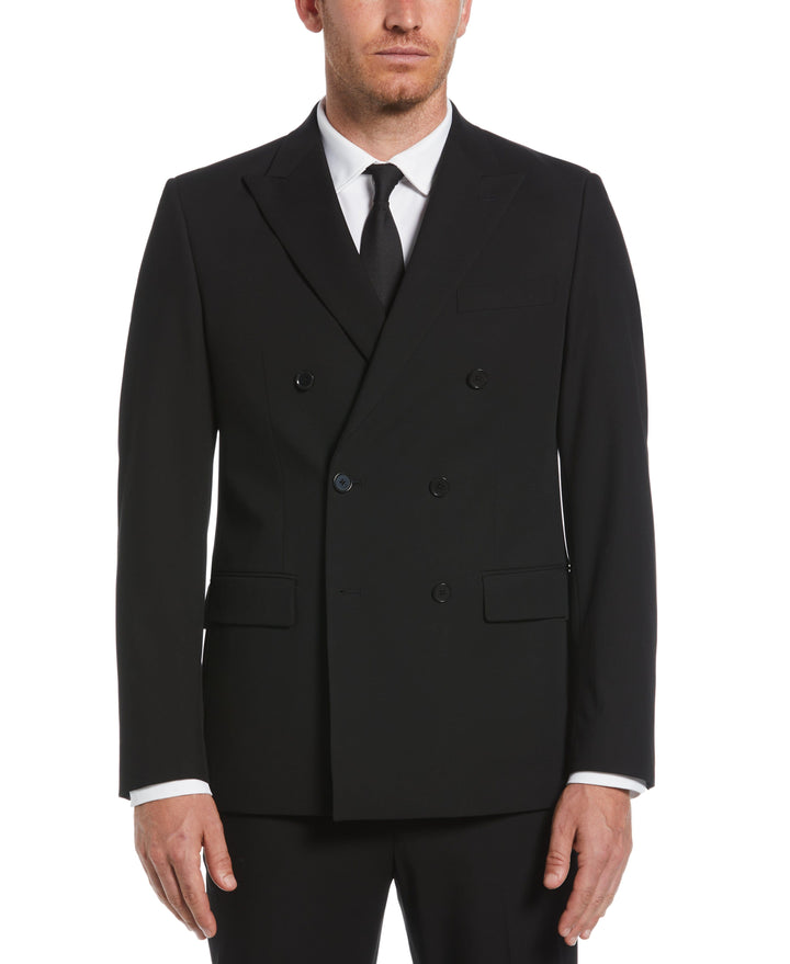 Slim Fit Black Double Breasted Peak Lapel Suit