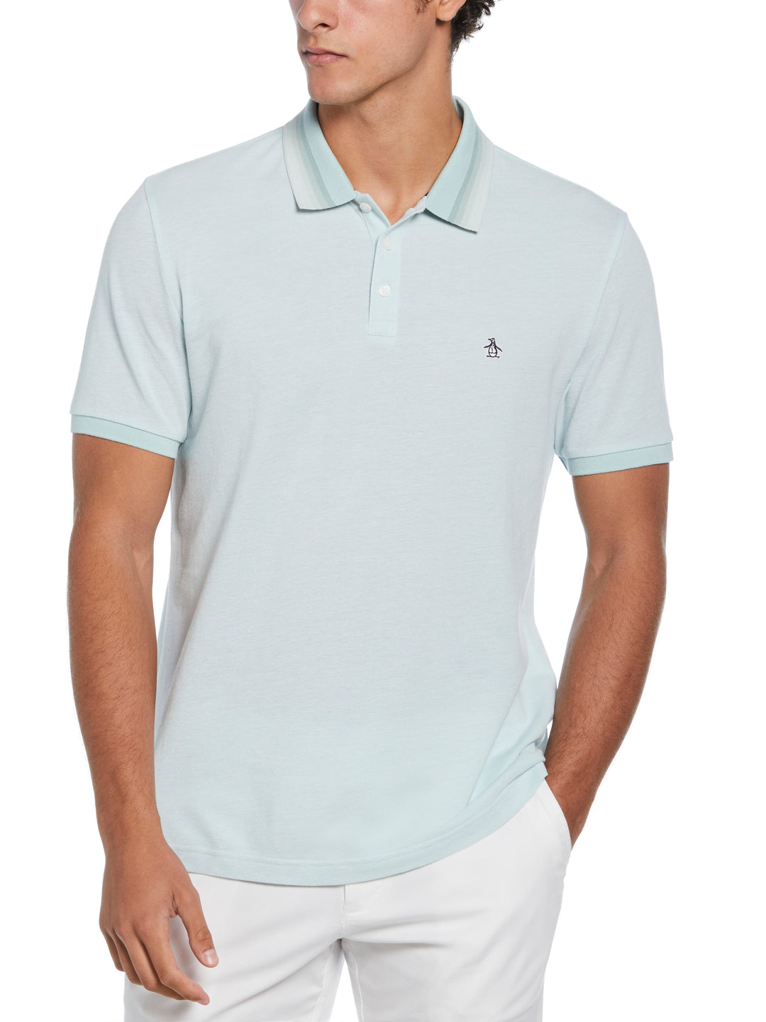 Pique Polo with Tipping (Blue Haze) 