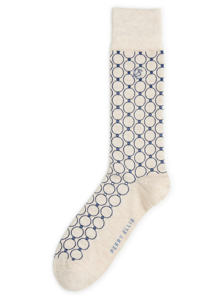 Men's Medallion Pattern Socks (Cream Heather) 