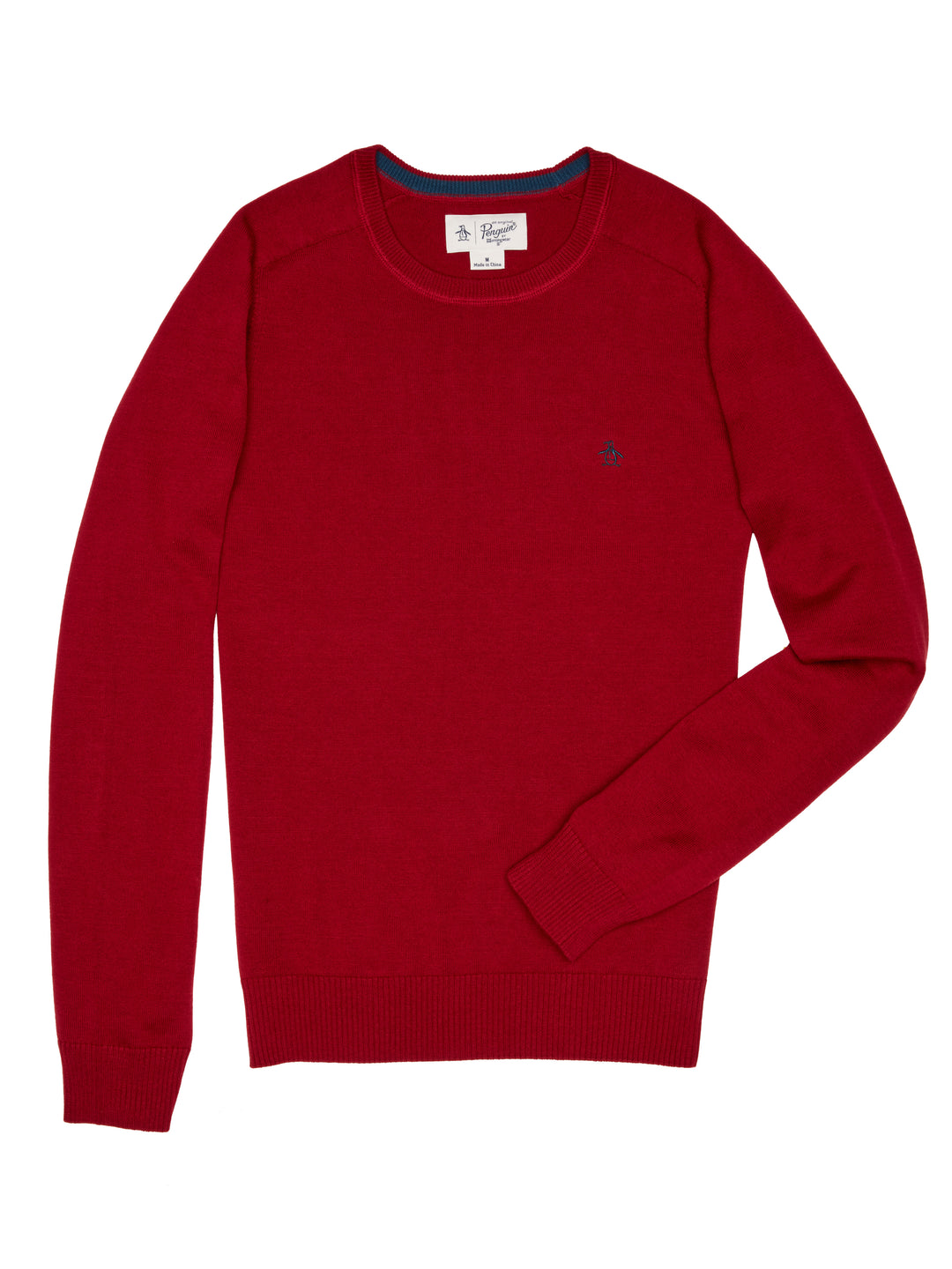 Ribbed Cuff Crew Neck Sweater (Biking Red) 