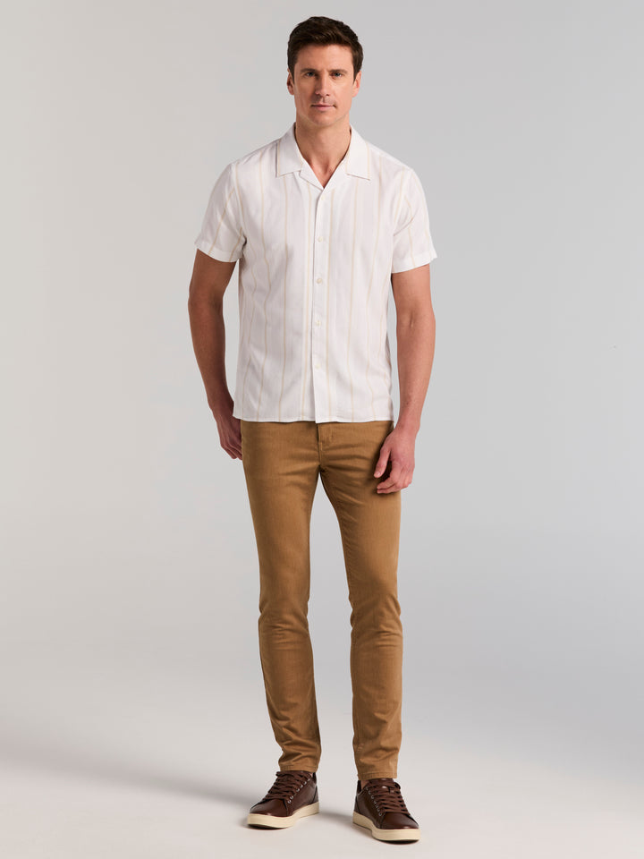 EcoVero™ Striped Camp Collar Shirt (Castle Wall) 