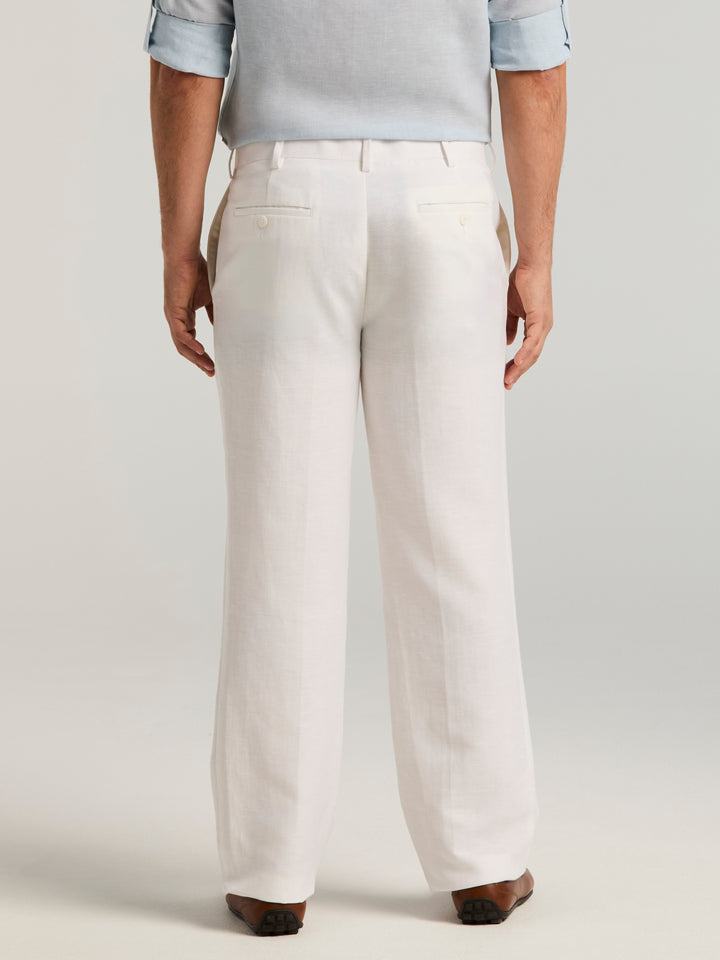 Linen Blend Flat Front Dress Pant (Bright White) 