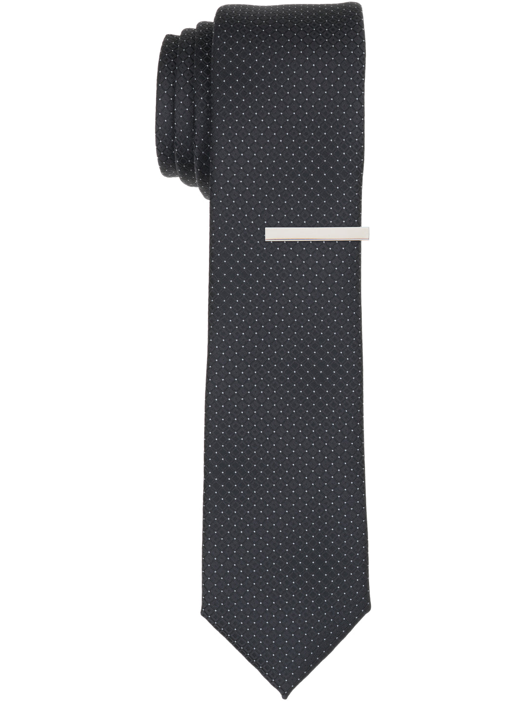 Solid Plain weave Slim Necktie (Black) 