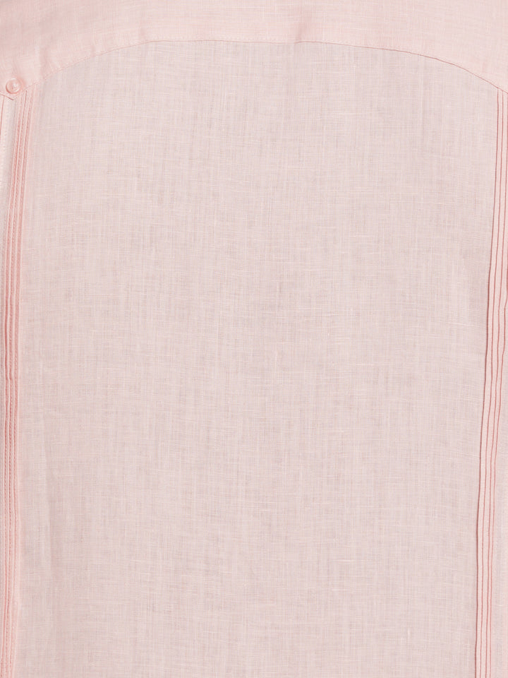 Linen Guayabera Shirt (Silver Pink) 