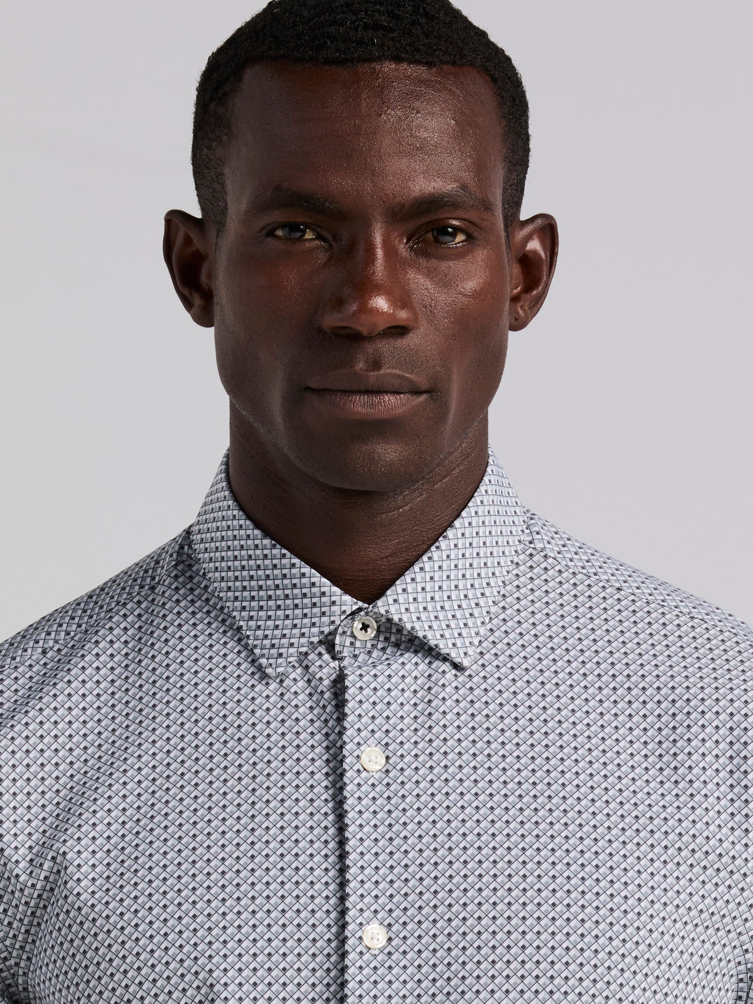 Slim Fit Cube Geometric Print Shirt (Chiseled Stone) 