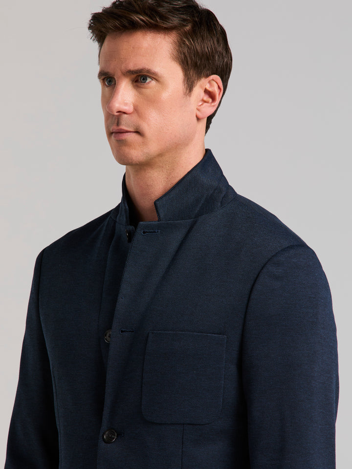 Slim Fit Jacquard Sport Jacket (Navy) 