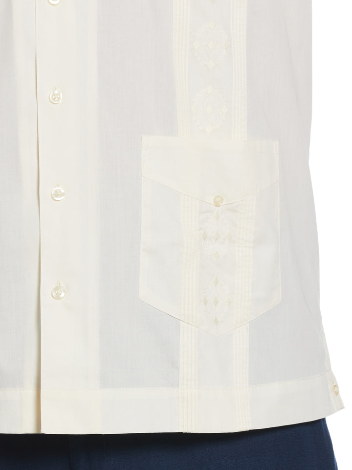 Big & Tall Poplin Guayabera Shirt (Ivory) 