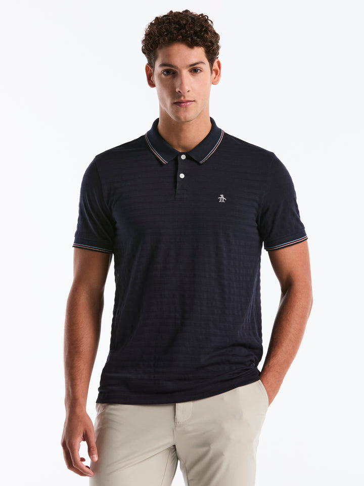 Solid Striped Polo Shirt (Dark Sapphire) 