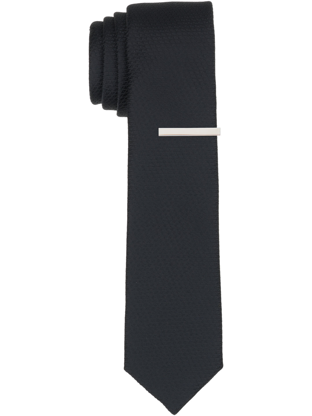 Solid Plain weave Micro Slim Tie (Black) 