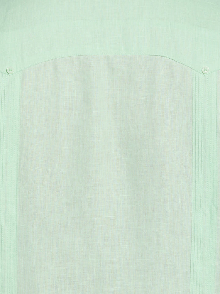 Linen Guayabera Shirt (Pastel Green) 