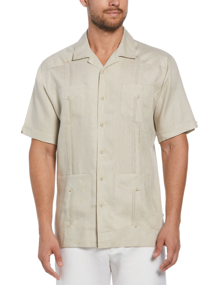 Linen Short Sleeve Guayabera Shirt (Natural Linen) 