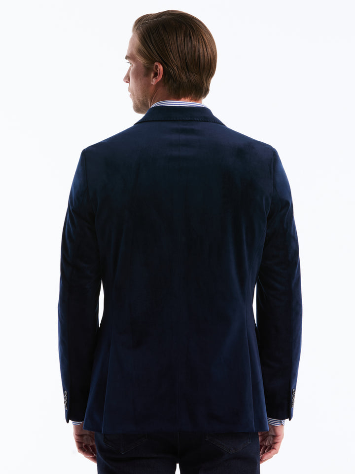 Slim Velvet Dinner Suit Jacket (Dark Sapphire) 