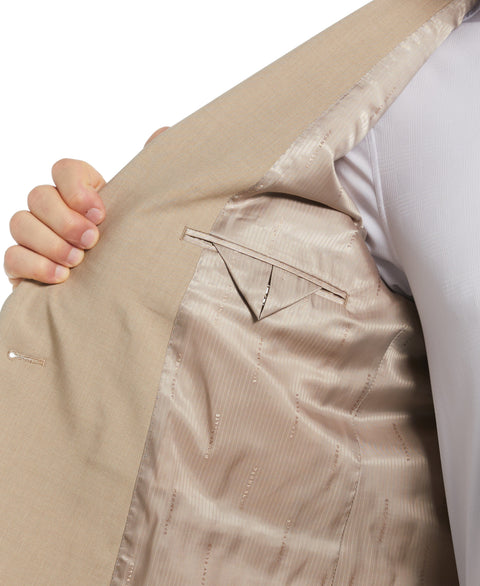 Slim Fit Tan Double Breasted Peak Lapel Suit