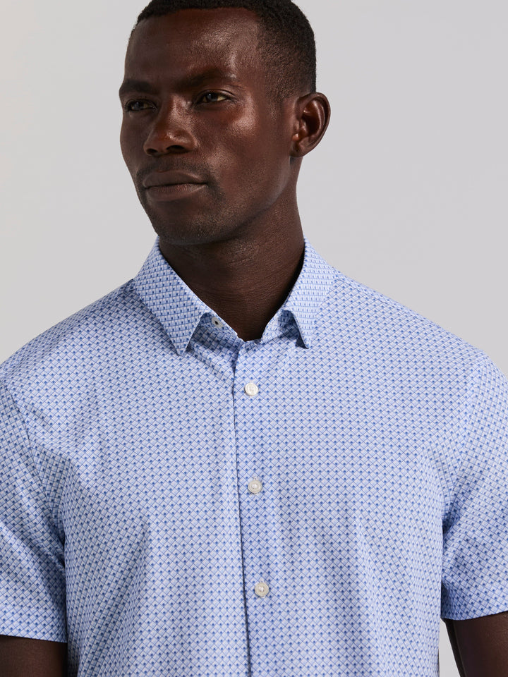 Slim Fit Cube Geometric Print Shirt (Kentucky Blue) 