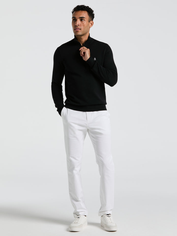 1/4 Zip Cotton Jersey Sweater (True Black) 
