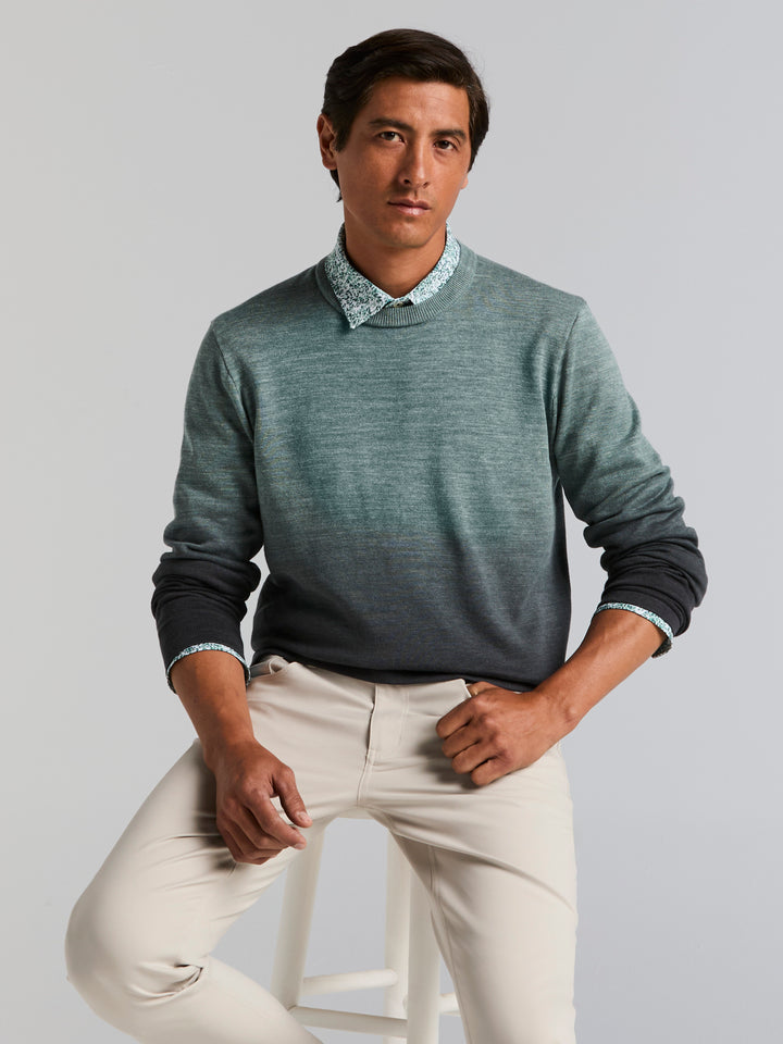 Long Sleeve Space Dye Crew Neck Sweater (Sea Pine) 