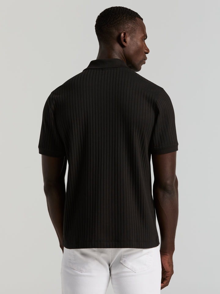 Ribbed Button Up Shirt (Black) 