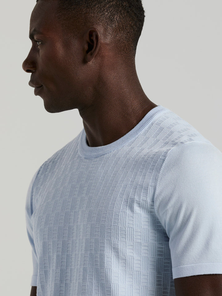 Short Sleeve Geo Texture Crew Sweater (Kentucky Blue) 