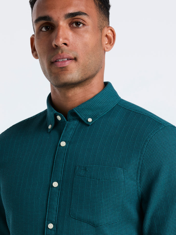 Cotton Waffle Solid Shirt (Reflecting Pond) 