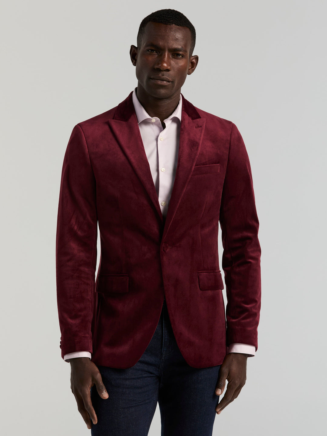Slim Peak Lapel Velvet Jacket (Zinfandel) 