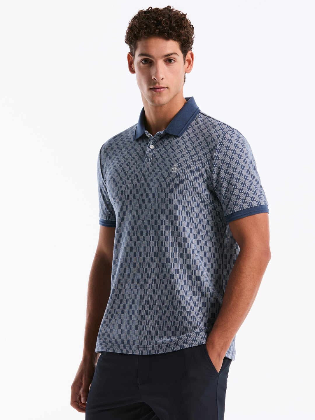 Checkered Jacquard Polo (Sargasso Sea) 