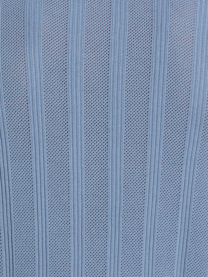 Mesh Stripe Short Sleeve Sweater (Windward Blue) 