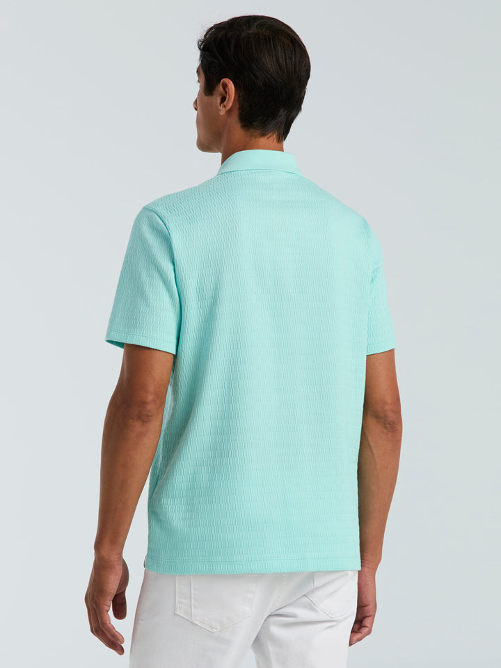 Geometric Jacquard Polo Shirt (Blue Tint) 
