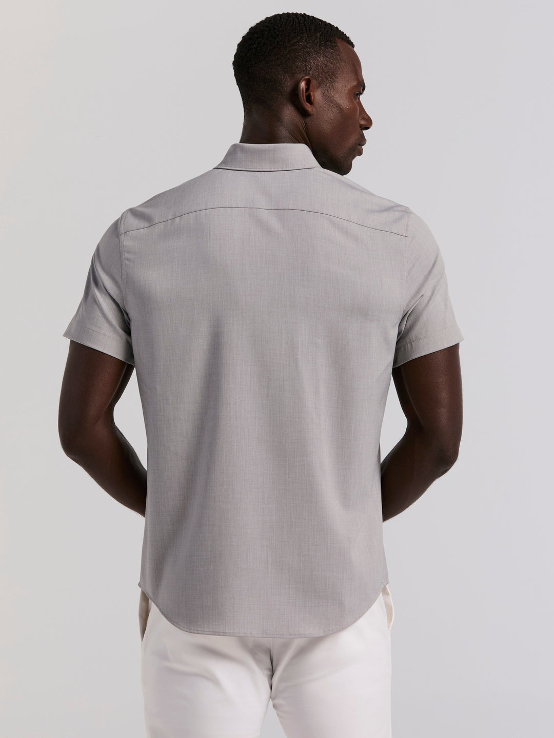 Slim Fit Short Sleeve Spread Collar Shirt (Chiseled Stone) 