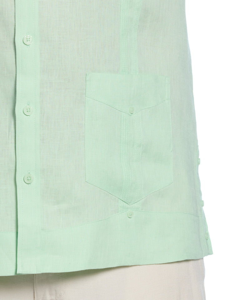 Big & Tall Linen Guayabera Shirt (Pastel Green) 