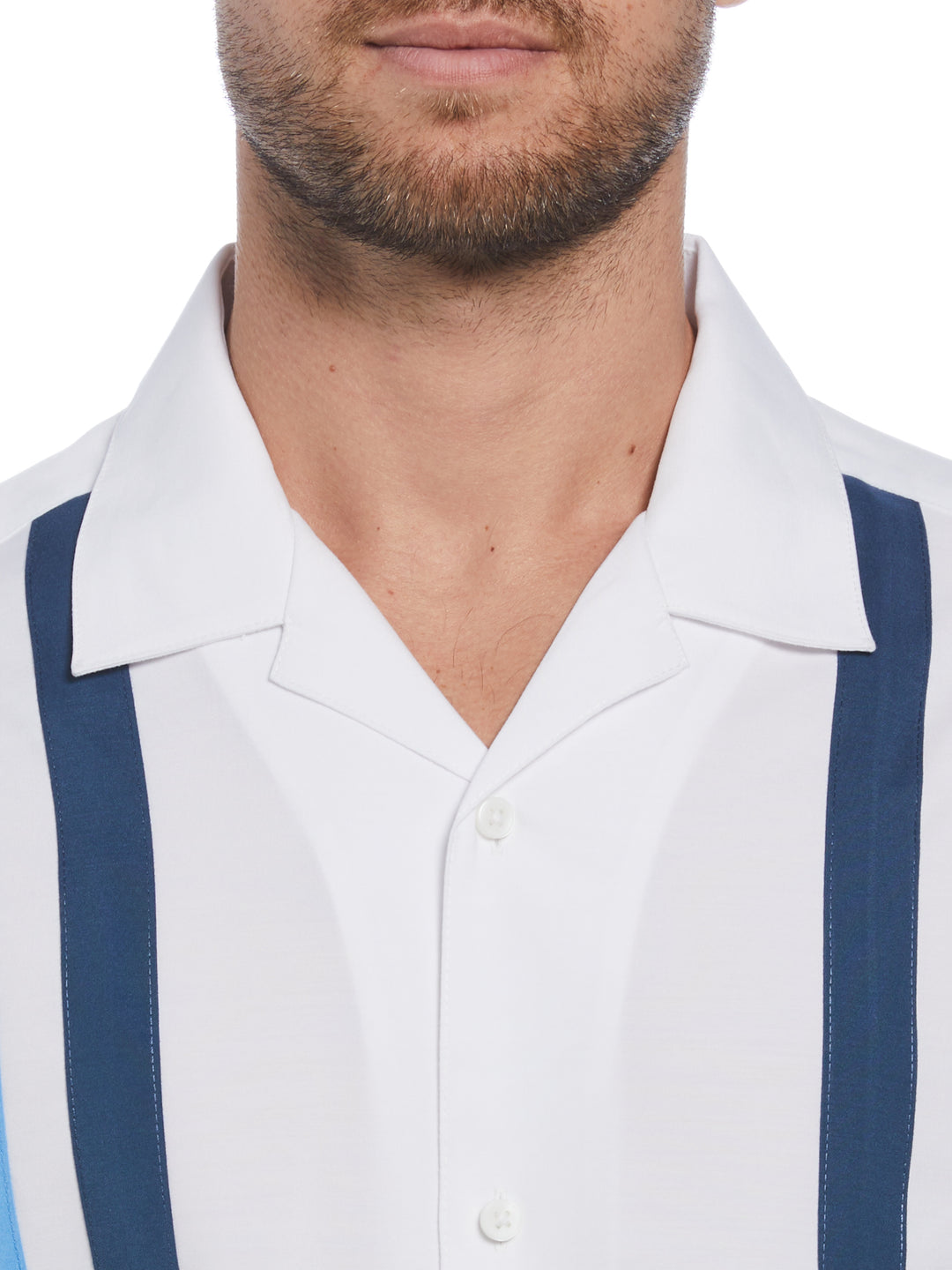 Camp Collar Retro Panel Shirt (Brilliant White) 