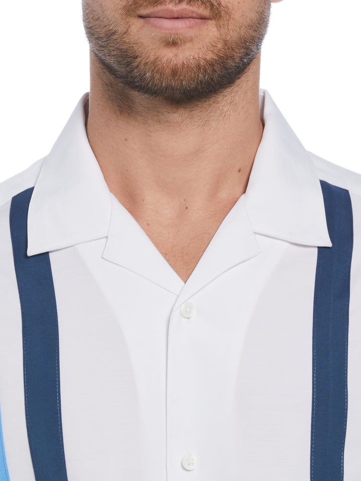 Camp Collar Retro Panel Shirt (Brilliant White) 