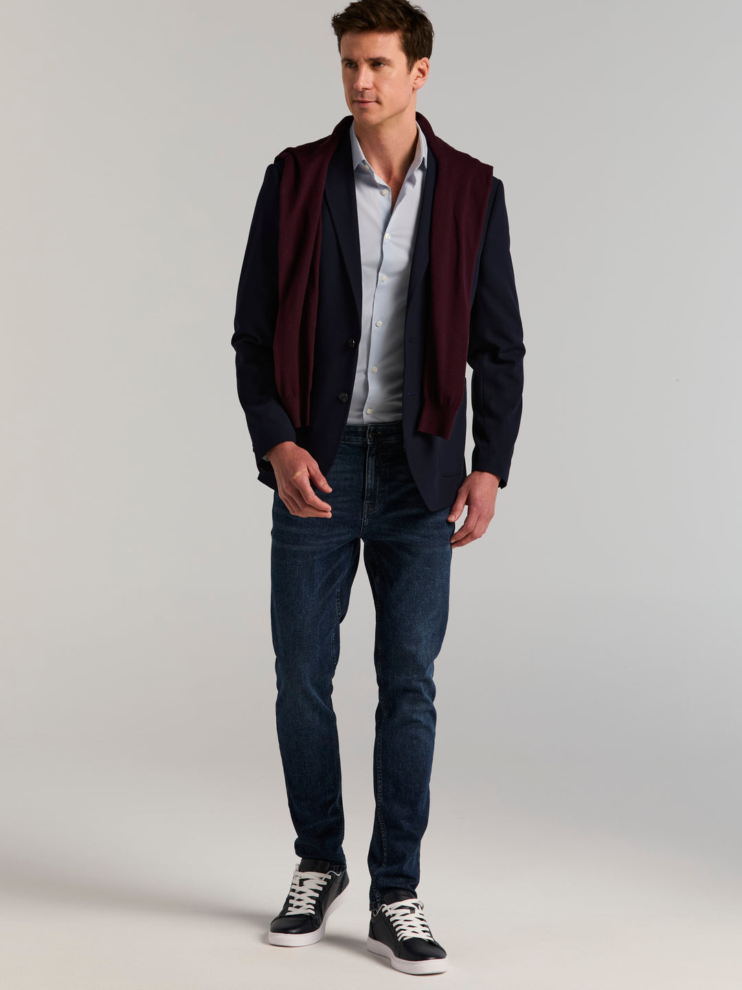 Slim Fit Seersucker Suit Jacket (Navy) 