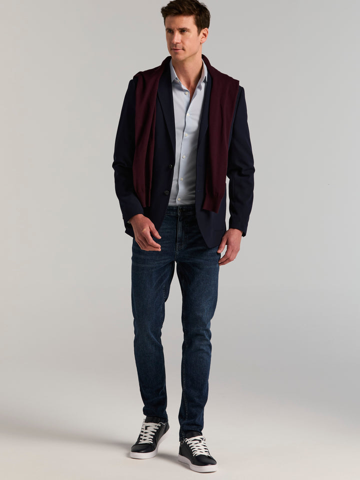 Slim Fit Seersucker Suit Jacket (Navy) 