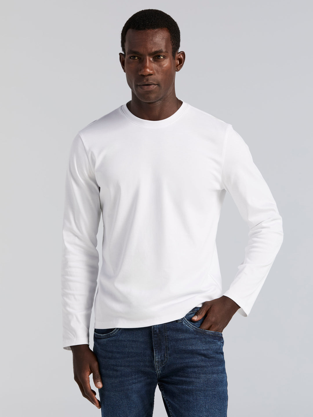 Interlock Crew Neck Long Sleeve Tee (Bright White) 